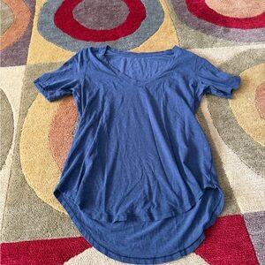 Lululemon Love Tee II V Neck Short Sleeve Blue Pima Cotton Women’s Size 8